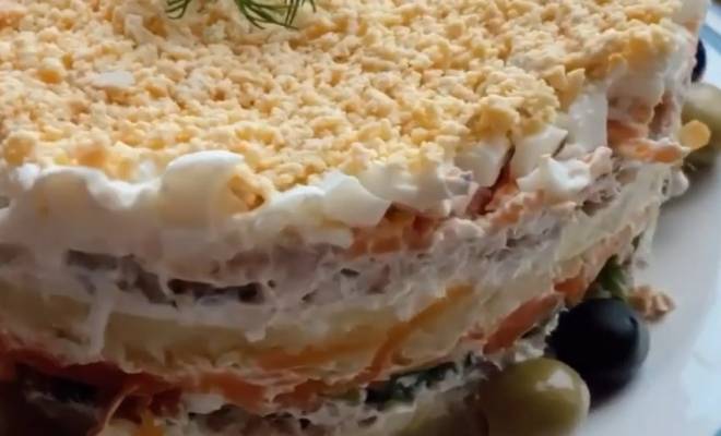 Салат мимоза классический с рыбными консервами лосося рецепт