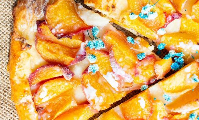 Галета пирог с персиками на творожном тесте рецепт