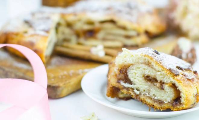 Пирог творожная косичка с вареньем и орехами в духовке рецепт