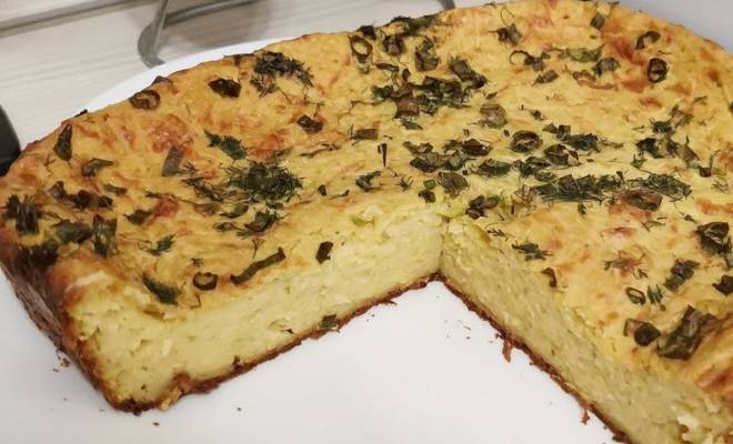 Нежный пирог из кабачков и сыра на кефире в духовке рецепт