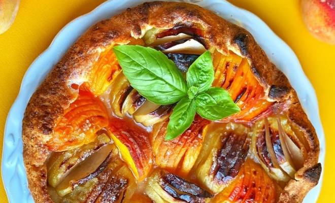Пирог творожная Галета с яблоками и персиками рецепт