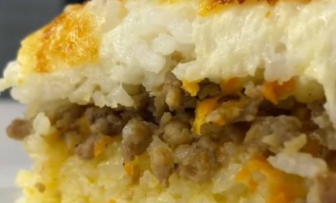 Рисовая запеканка с фаршем и сыром в духовке как детском саду рецепт