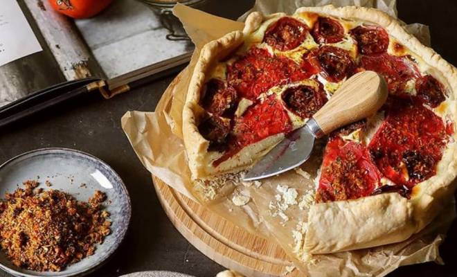 Пирог Киш с томатами, йогуртом и сливочным сыром рецепт
