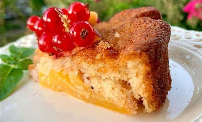 Бабушкин пирог с персиками в духовке рецепт