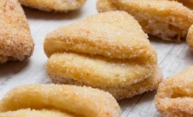 Домашнее печенье творожное треугольники с сахаром в духовке рецепт