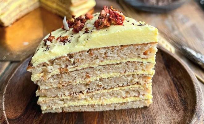 Арахисовый торт на сковороде с творожным кремом рецепт