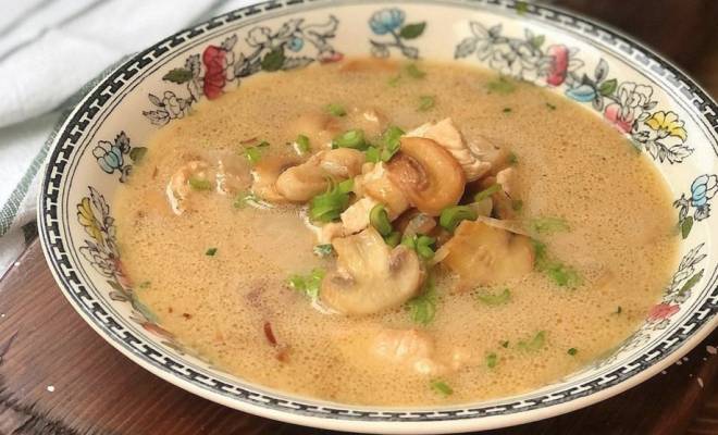 Суп с индейкой и грибами на сливках на сковороде рецепт