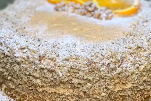 Апельсиновый торт с грецкими орехами и сгущенкой рецепт