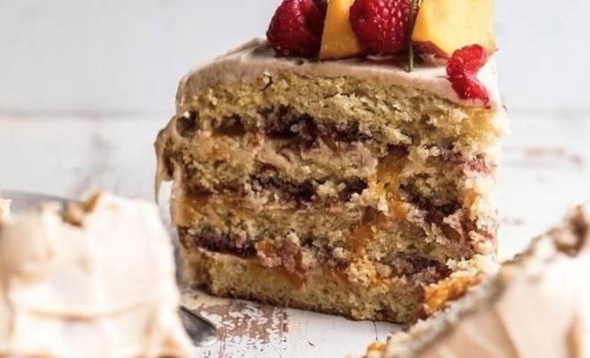 Бисквитный торт на масле нуазет с персиками и рикоттой рецепт