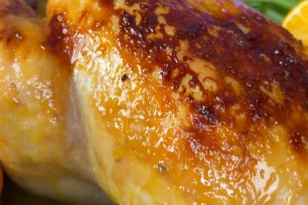 Курица фаршированная хлебом в мандариновой глазури рецепт