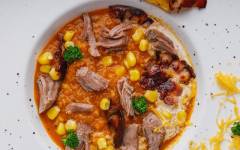 Вкусный наваристый суп с индейкой, кукурузой и запеченными овощами
