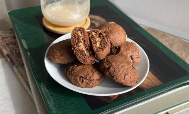 Печенье с шоколадом и начинкой из арахисовой пасты рецепт
