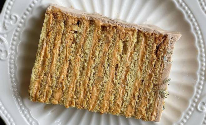 Песочный торт с кремом с варёной сгущёнкой простой рецепт пошаговый