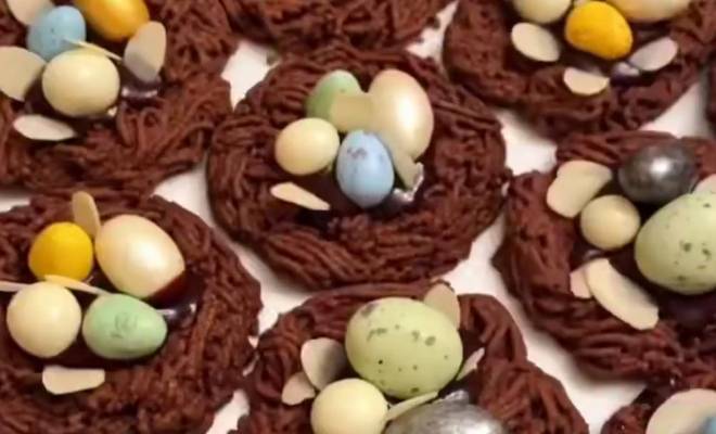 Печенье гнезда из какао на пасху рецепт