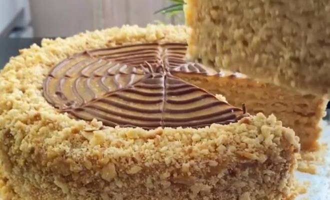 Арахисовый торт Ириска нежный и сливочный