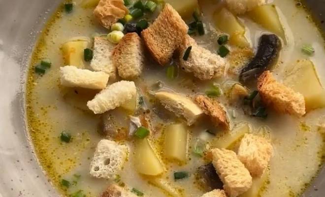 Сырный куриный суп с шампиньонами
