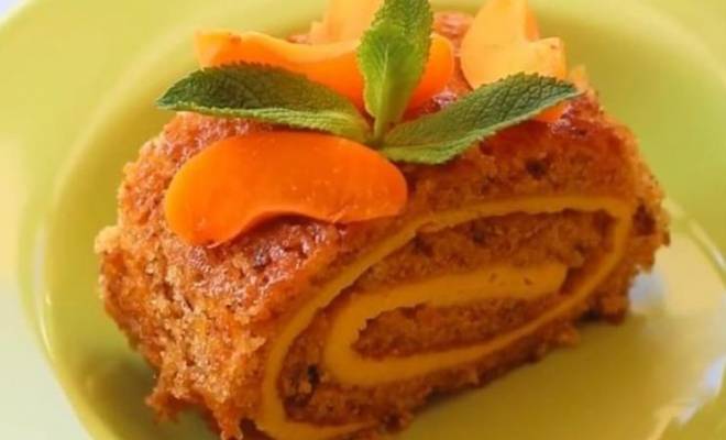 Морковно творожный рулет с манго и апельсином рецепт