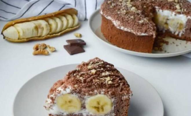 Шоколадный пирог с бананово-сливочной начинкой рецепт