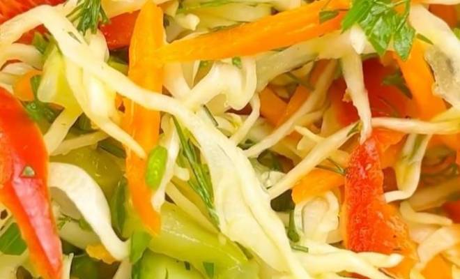 Салат из капусты, перца болгарского, морковки и огурцов рецепт