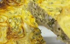 Пирог из лаваша с сыром, творогом и яйцом в духовке