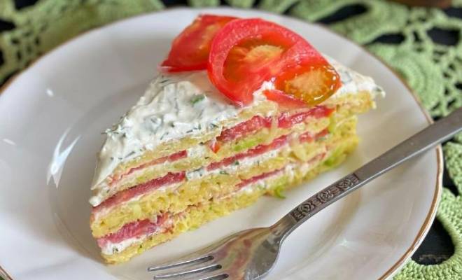 Кабачковый торт с помидорами и чесноком рецепт
