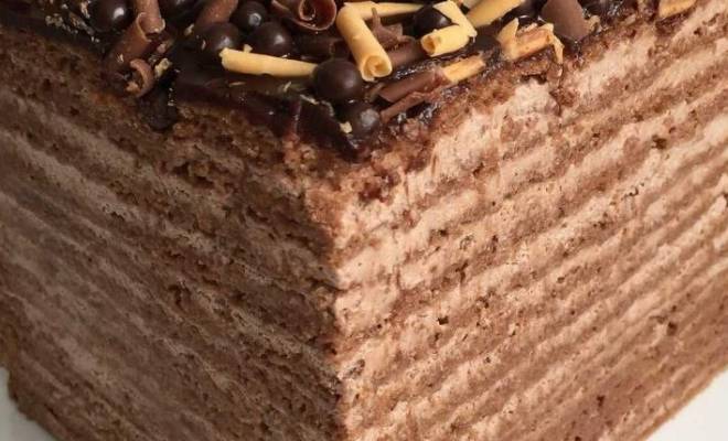 Торт Медовик шоколадный с кремом из молока и сливок рецепт
