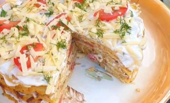 Вкуснейший кабачковый торт с помидорами, чесноком и сыром рецепт