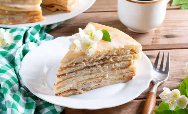 Торт творожный “Наполеон” с заварным кремом рецепт