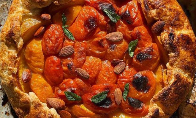 Открытый пирог галета с персиками и абрикосами рецепт