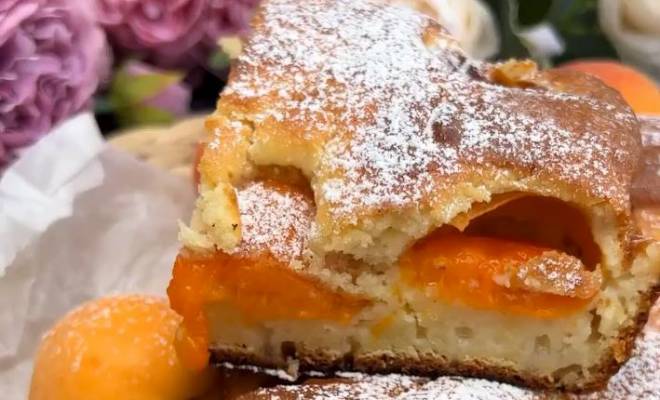 Пирог с абрикосами на кефире в духовке рецепт