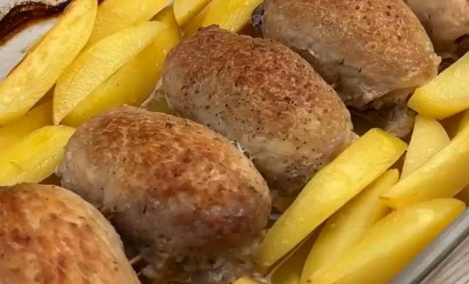 Мясо свинины с грибами и картошкой в духовке рецепт
