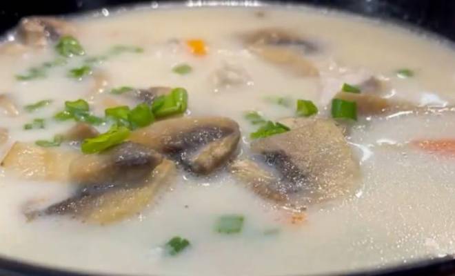 Сырный суп курицей, грибами, картошкой и плавленным сыром рецепт