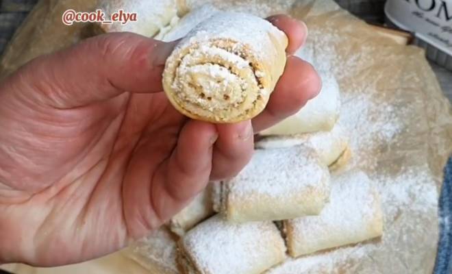 Печенье Творожные рулетики с орехами и сахаром рецепт