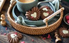 Печенье курабье шоколадное в форме сердечек