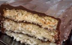 Торт «Баунти» из кокосовой стружки и шоколада