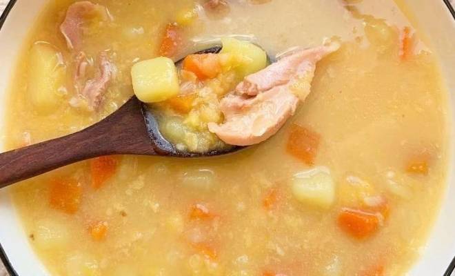 Гороховый суп с копченой курицей классический в кастрюле рецепт