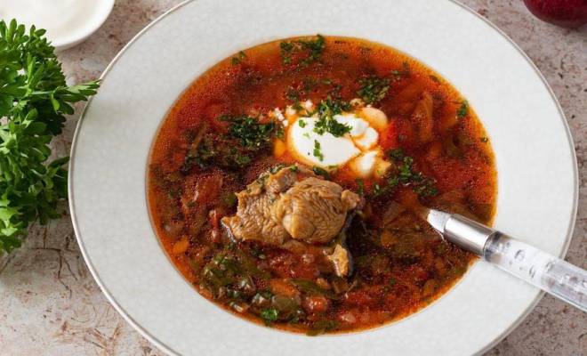 Суп Щи красные со свежей свеклой, капустой и мясом индейки рецепт