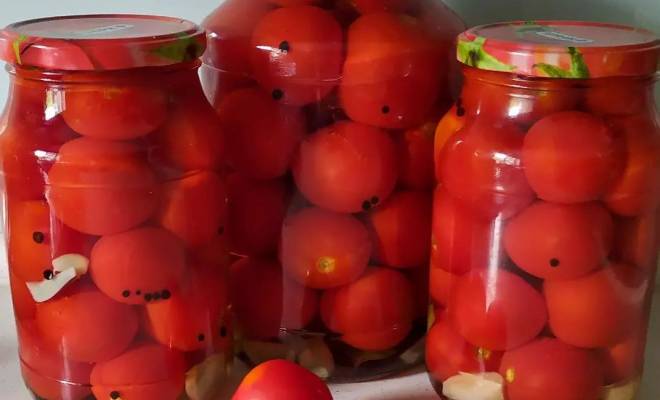 Маринованные помидоры с чесноком на зиму в 1,2,3 литровых банках рецепт