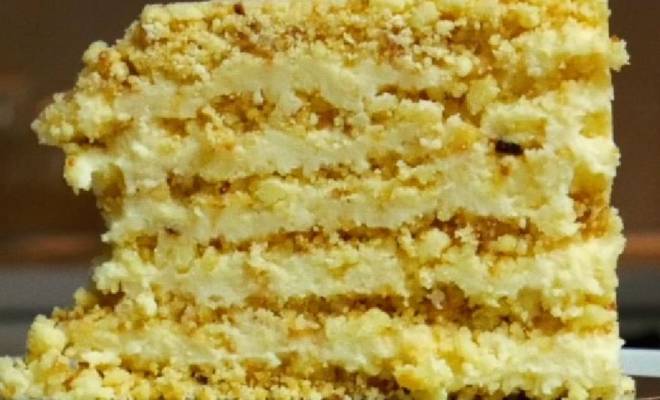 Торт песочный на сковороде со сметанным кремом без духовки рецепт