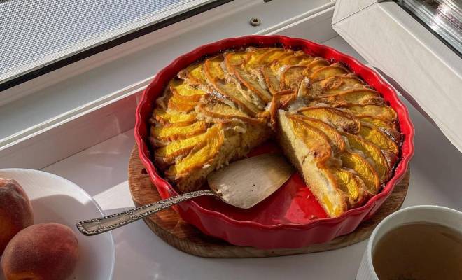 Пирог с персиками свежими в духовке на молоке рецепт