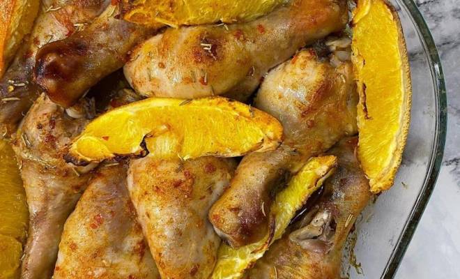 Запеченные куриные голени с апельсинами в духовке рецепт