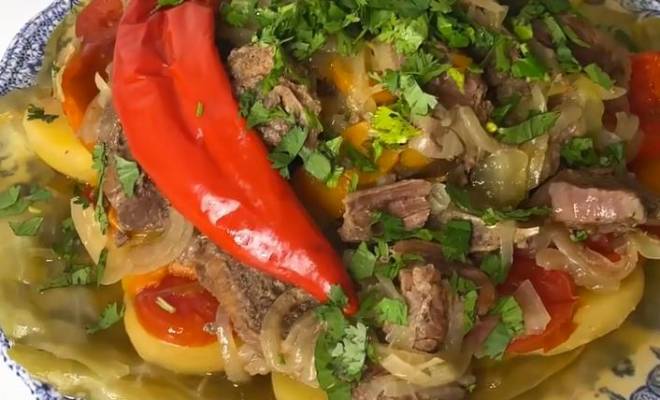 Домашняя Дымляма с говядиной, капустой и картошкой по узбекски на плите рецепт