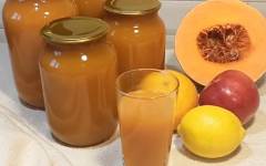 Ассорти сок из тыквы, яблок, апельсинов и лимонов на зиму