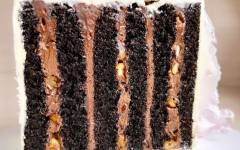 Шоколадный торт с карамелизованными орехами фундуком