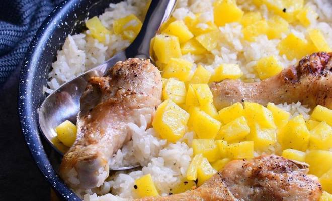 Рис с картофелем и куриными голенями запечённый в духовке рецепт
