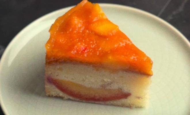 Бисквитный пирог с персиками конфи рецепт