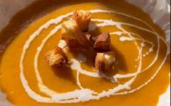 Тыквенный крем суп из тыквы, лука и чеснока запеченной в духовке