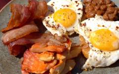 Английский завтрак с яйцами, беконом и грибами Гордона Рамзи