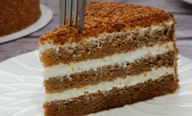 Бисквитный ПП торт Медовик со сметанным кремом рецепт