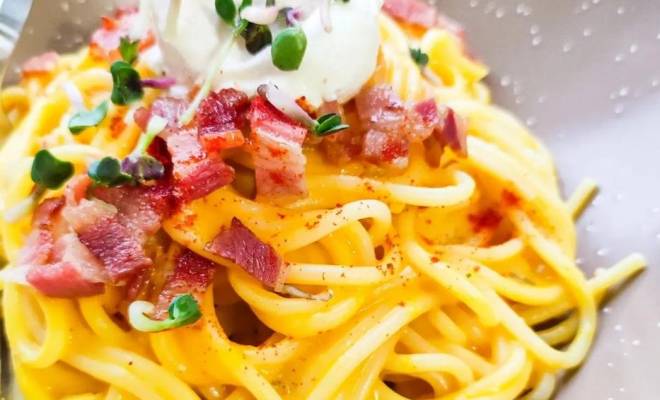 Спагеттини спагетти с тыквой и беконом рецепт